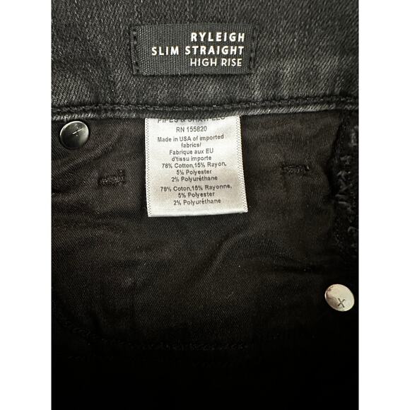 Veronica Beard Ryleigh Slim Straight High Rise Jeans, Black, Women's 25 - Picture 6 of 6